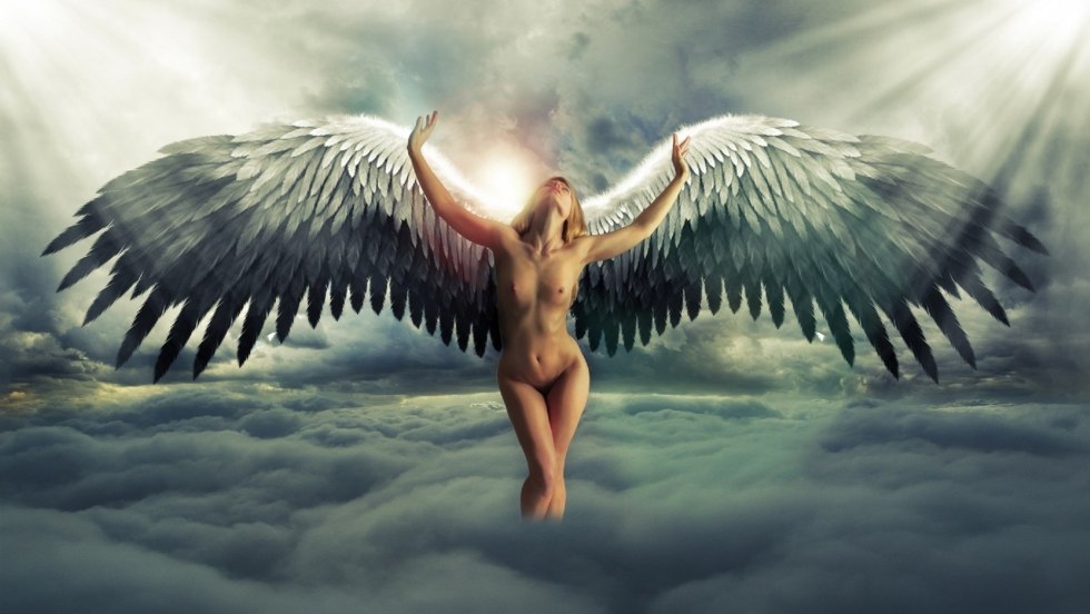 Naked girls with wings of angels