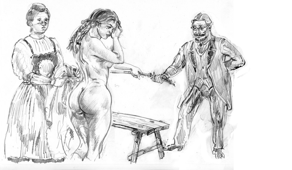 Erotic flogging with rods