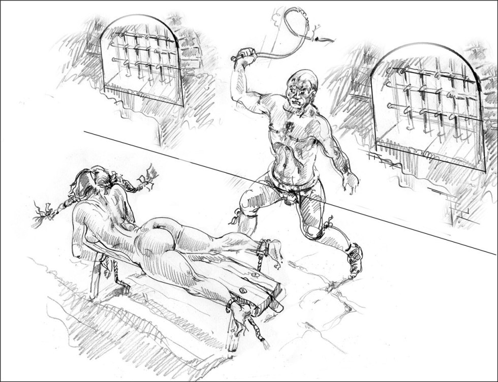 Erotic flogging with rods