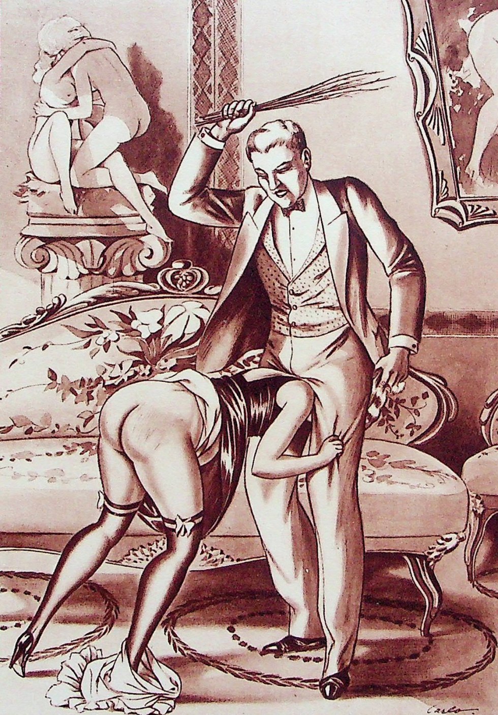 Erotic flogging of women