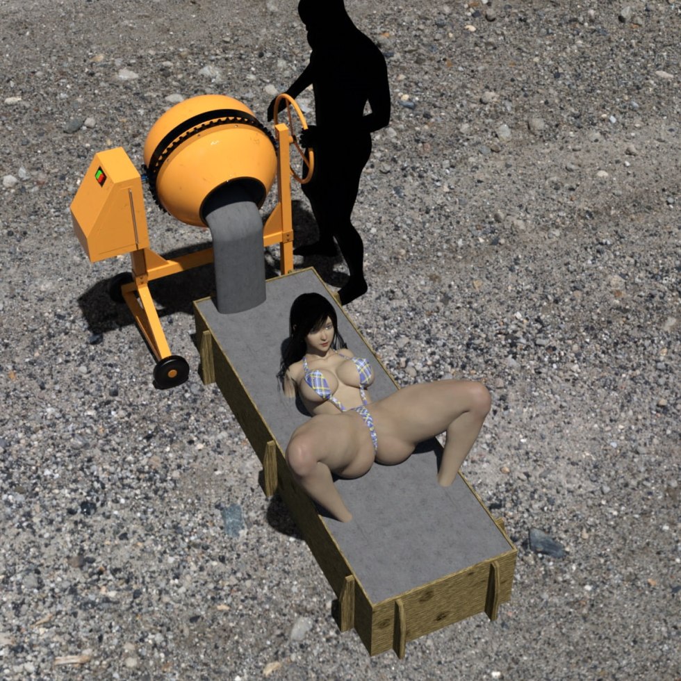 Pour a girl with concrete BDSM