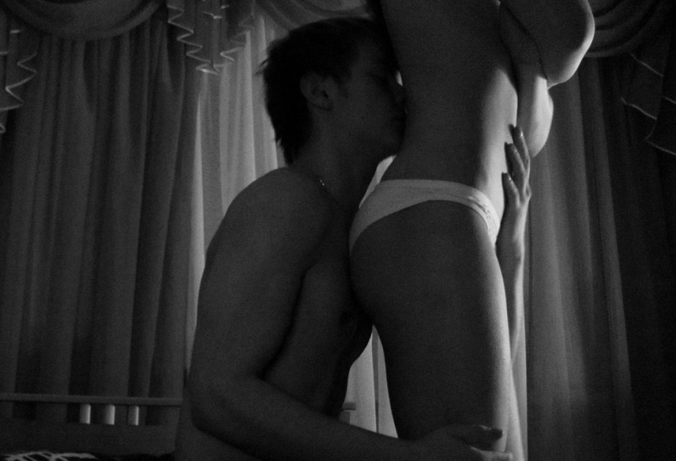 Kisses a girl in panties