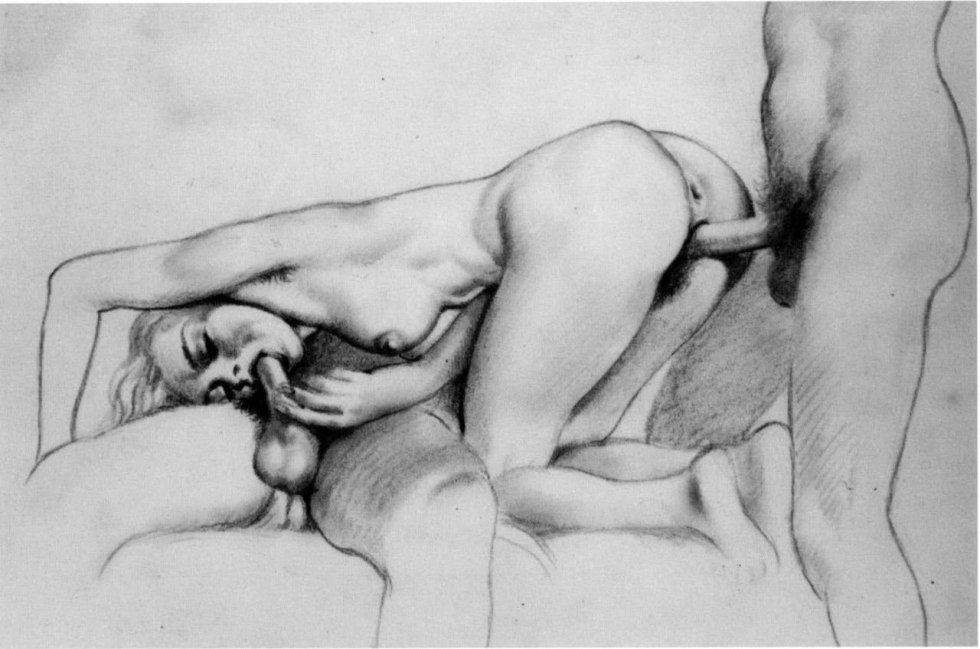 Pornographic painting with a pencil