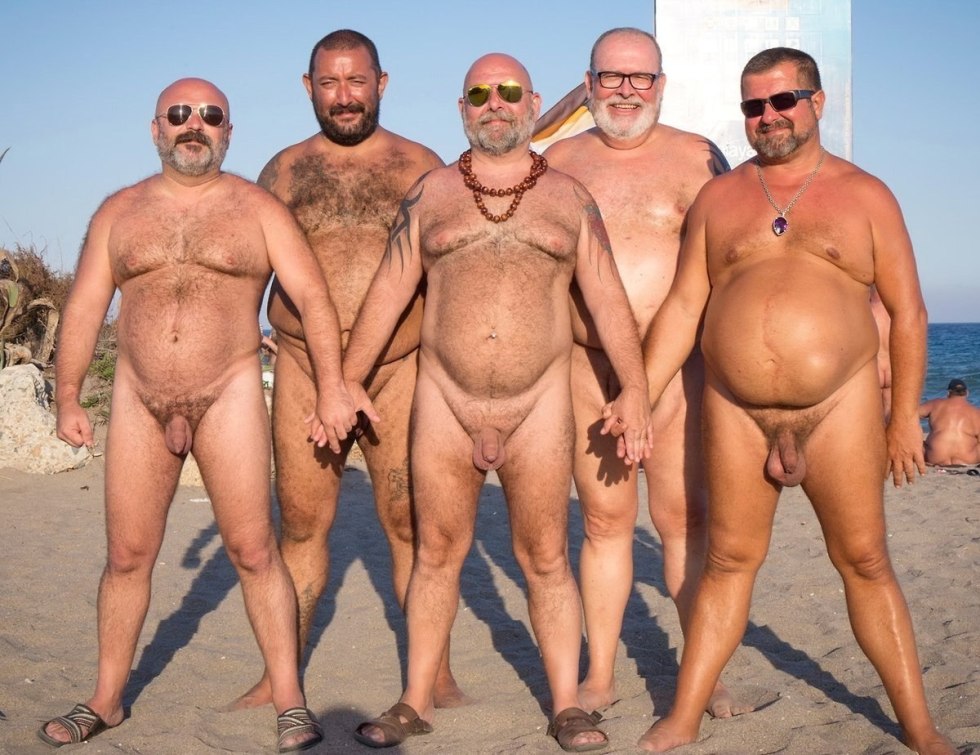 Naked fat guys on the beach