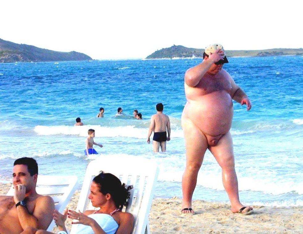 Naked fat guys on the beach