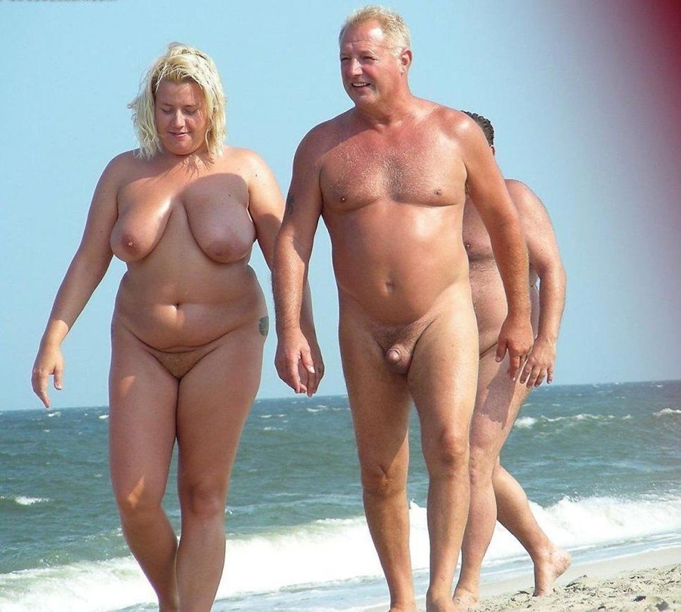 Naked elderly couples on the beach