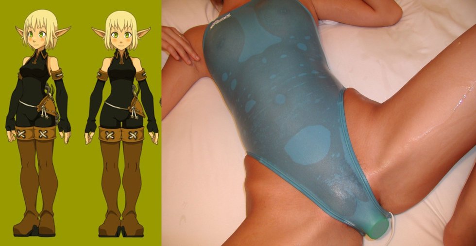 Vagina in closed swimsuits