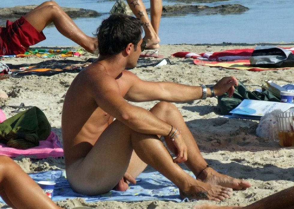 Guys on a nudist beach