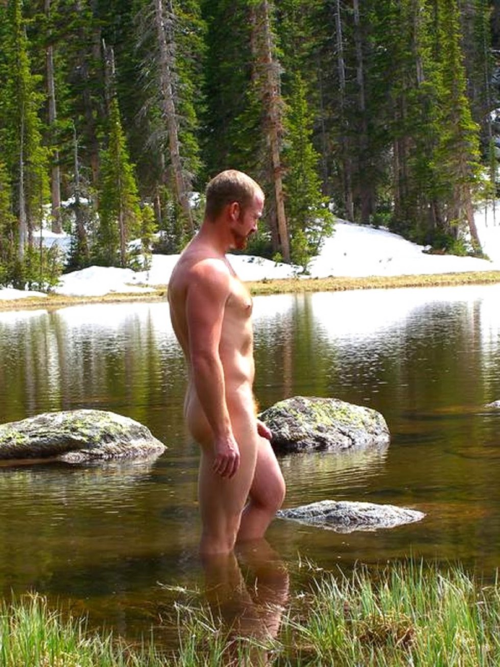Naked nudists in nature