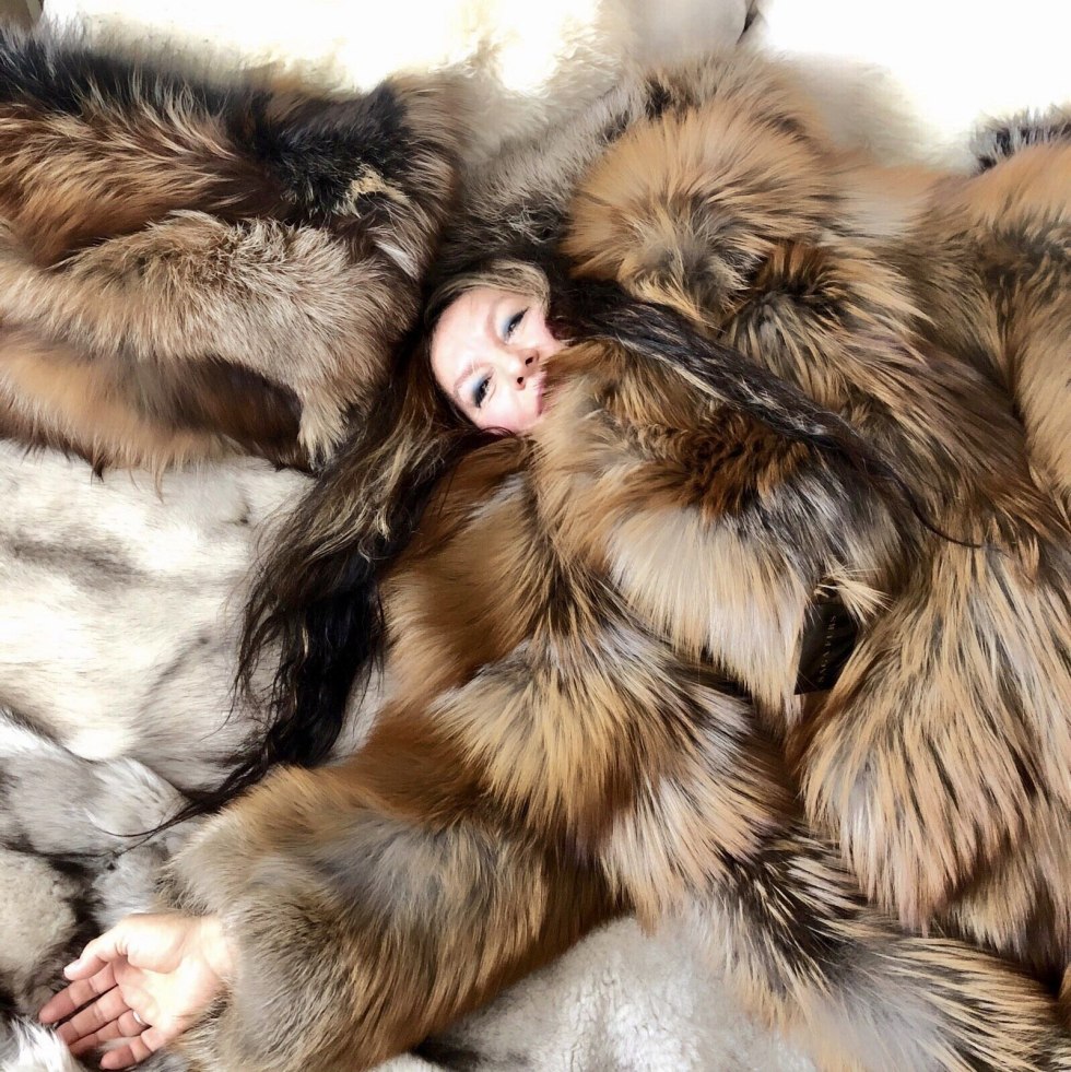Woman wrapped in fur