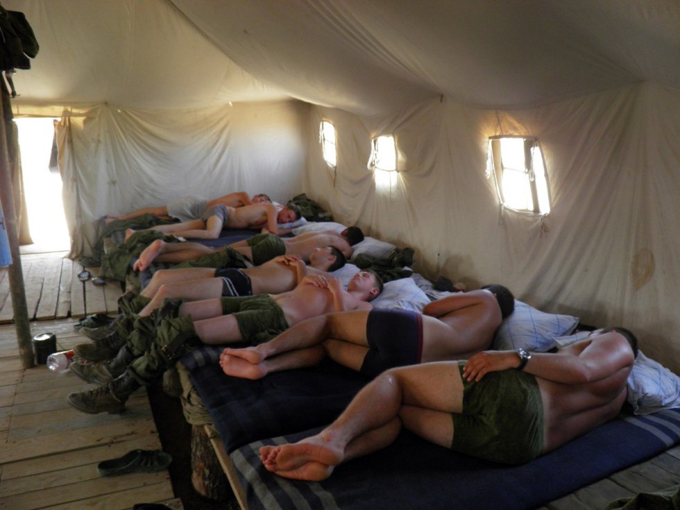 Girls sleep in the barracks