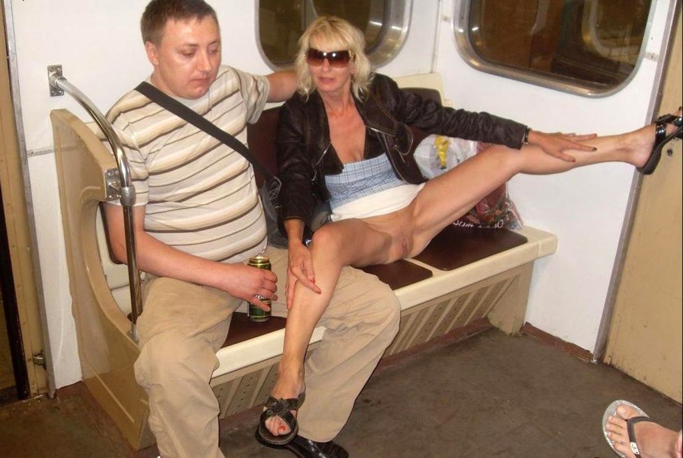 Women without panties in transport