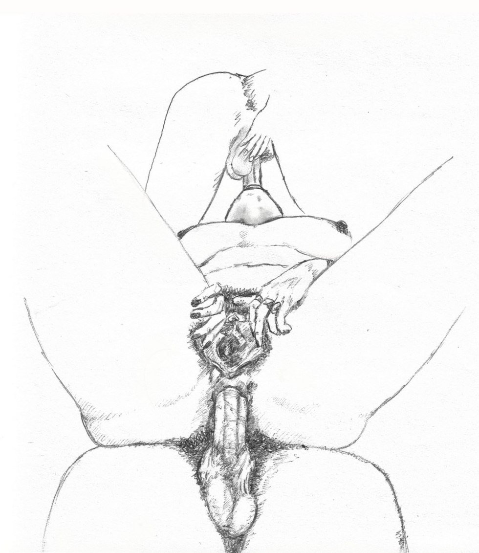 Vagina drawing with a pencil