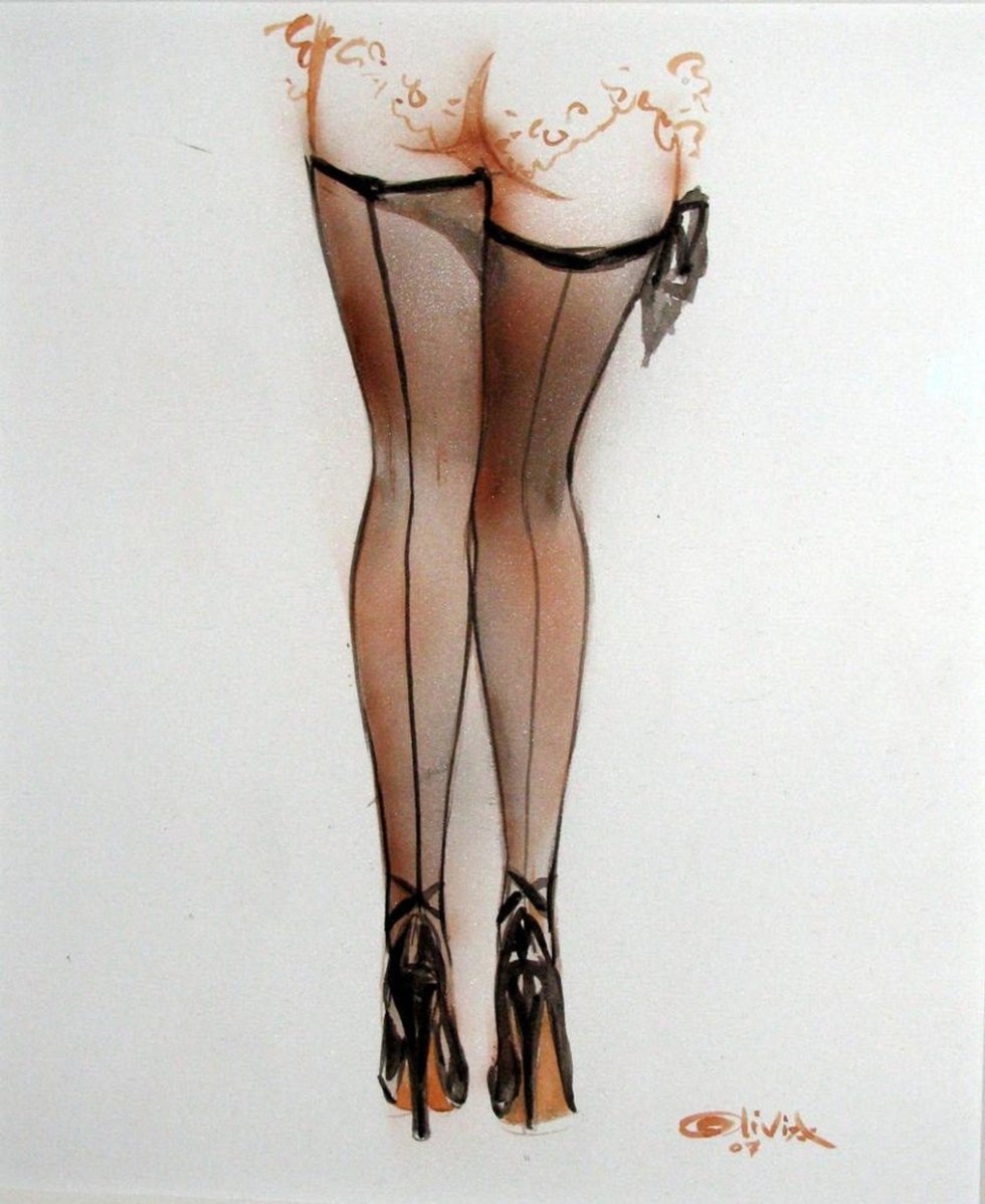 Erotic drawings of girls in stockings
