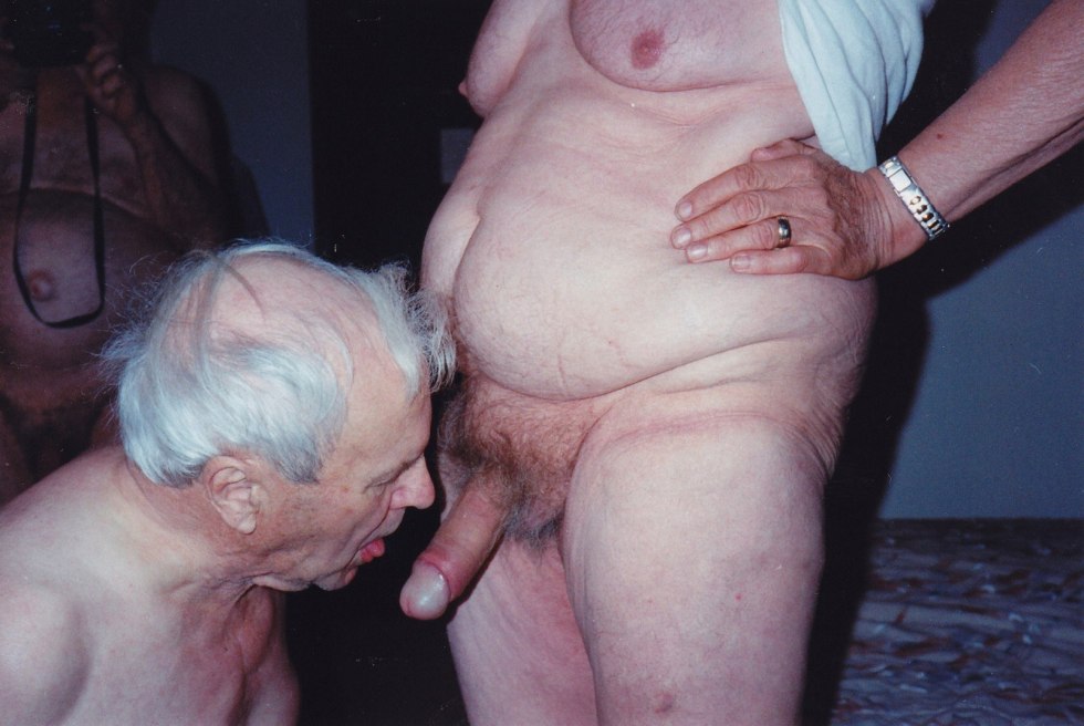 Naked grandfather with a huge dick