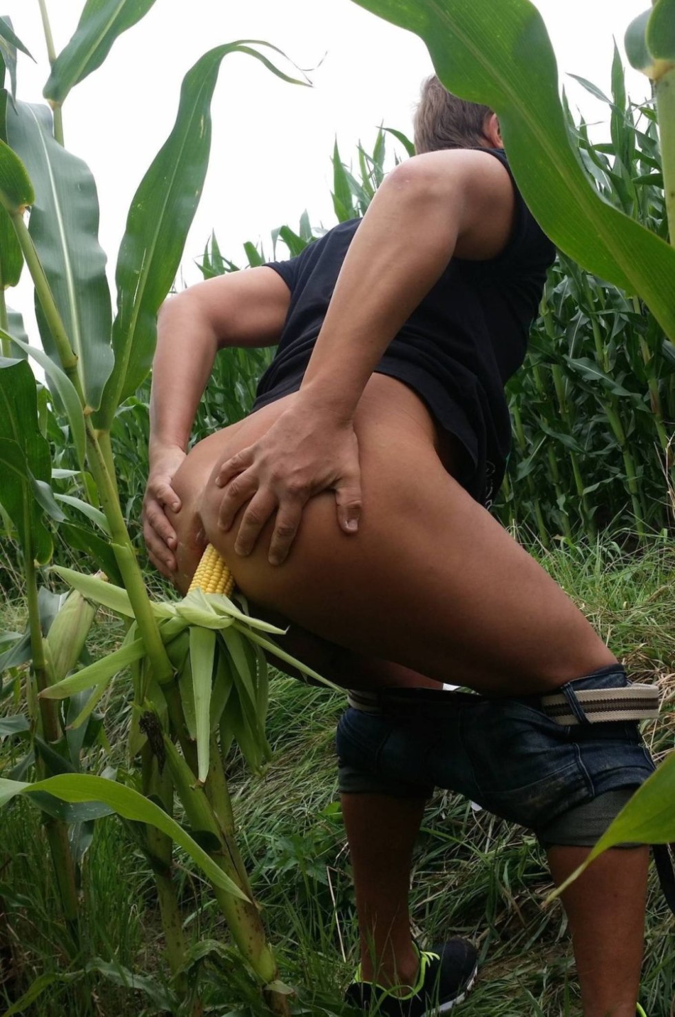 Naked girls in a corn field
