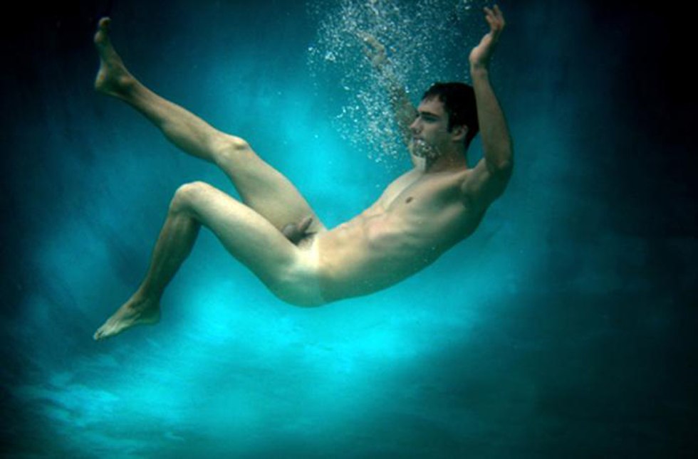 Men naked in water
