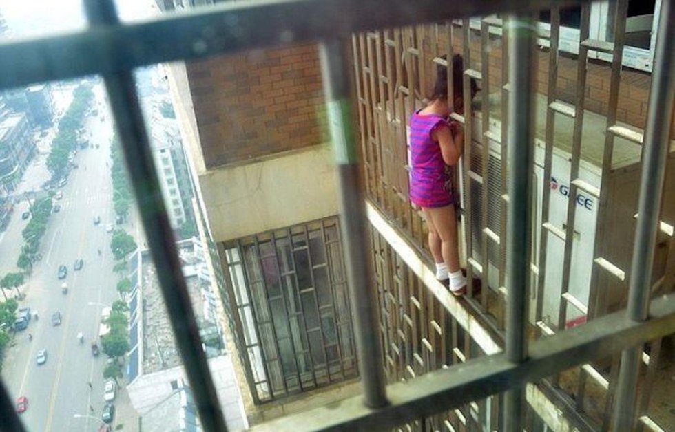 A neighbor on the balcony