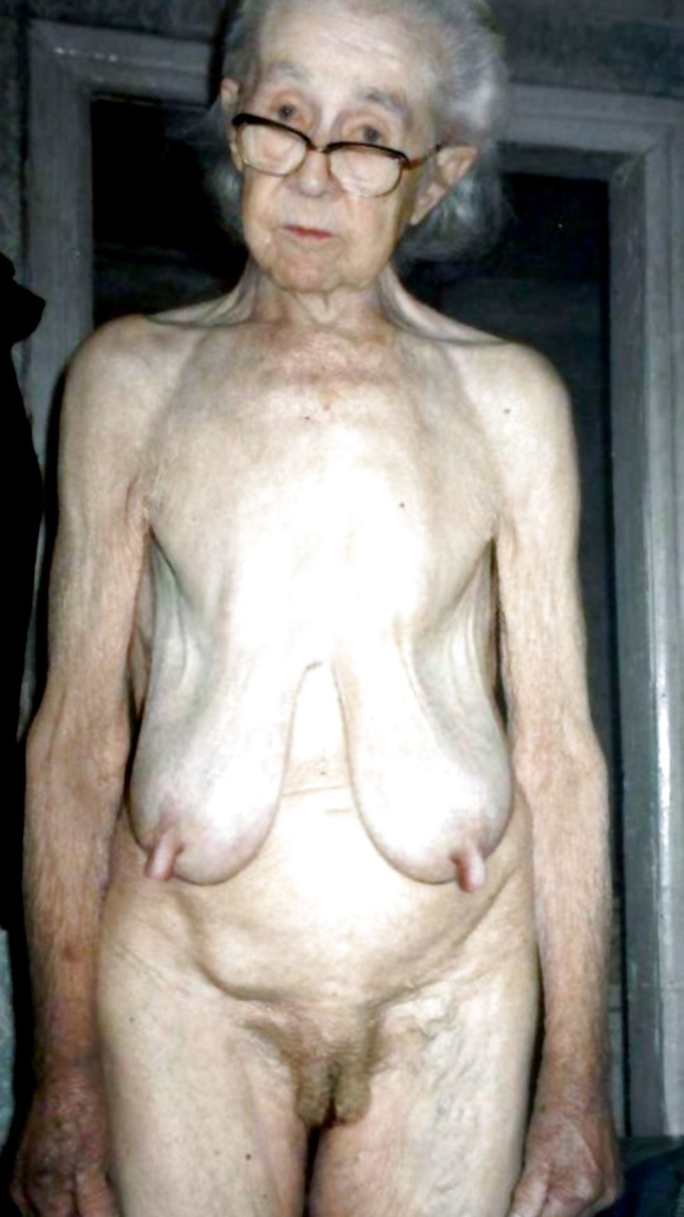 Naked boobs of old grandmother
