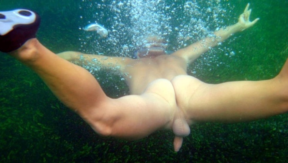 Erection in the pool under water