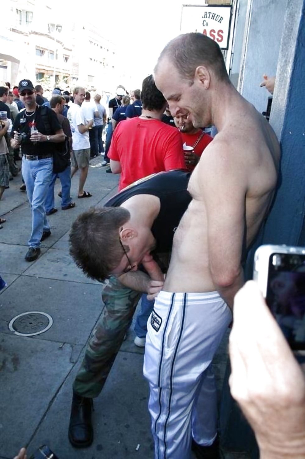 Naked young man in a public place