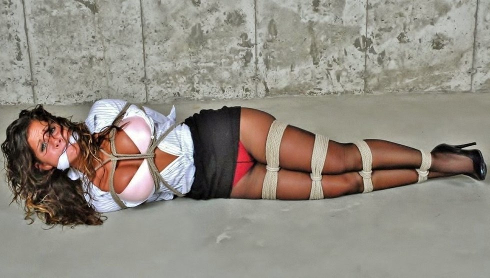 Girl connected in pantyhose BDSM