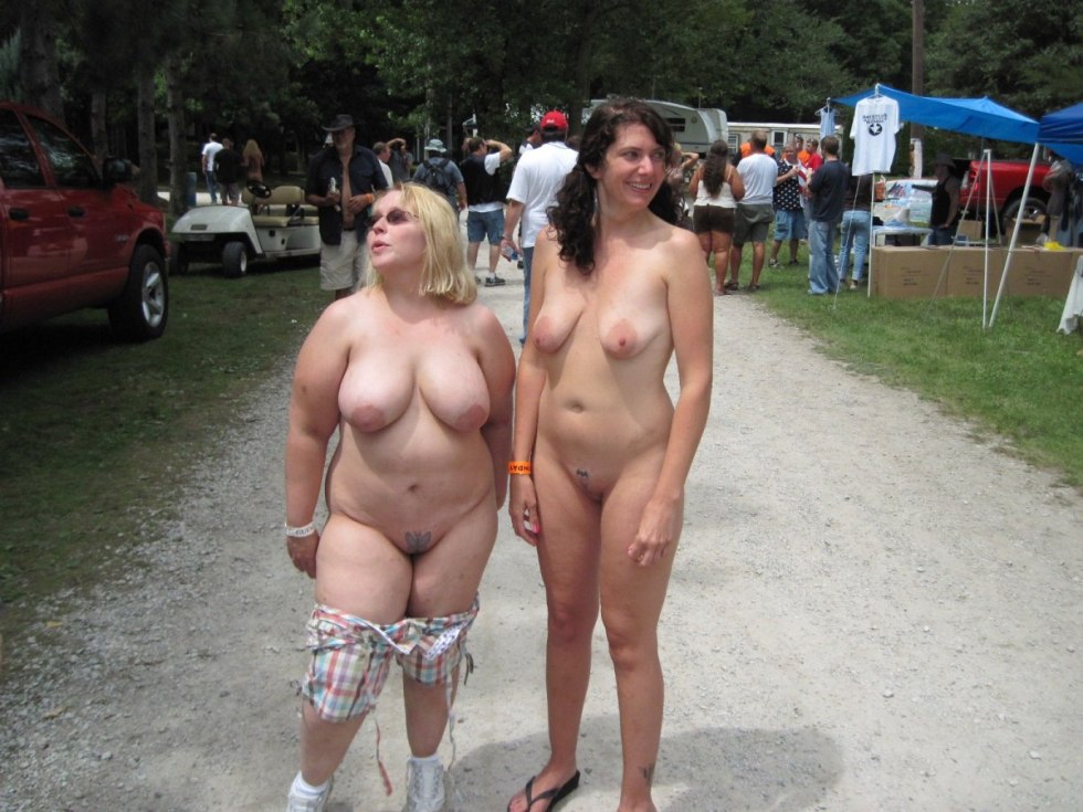 Naked women fat on the street