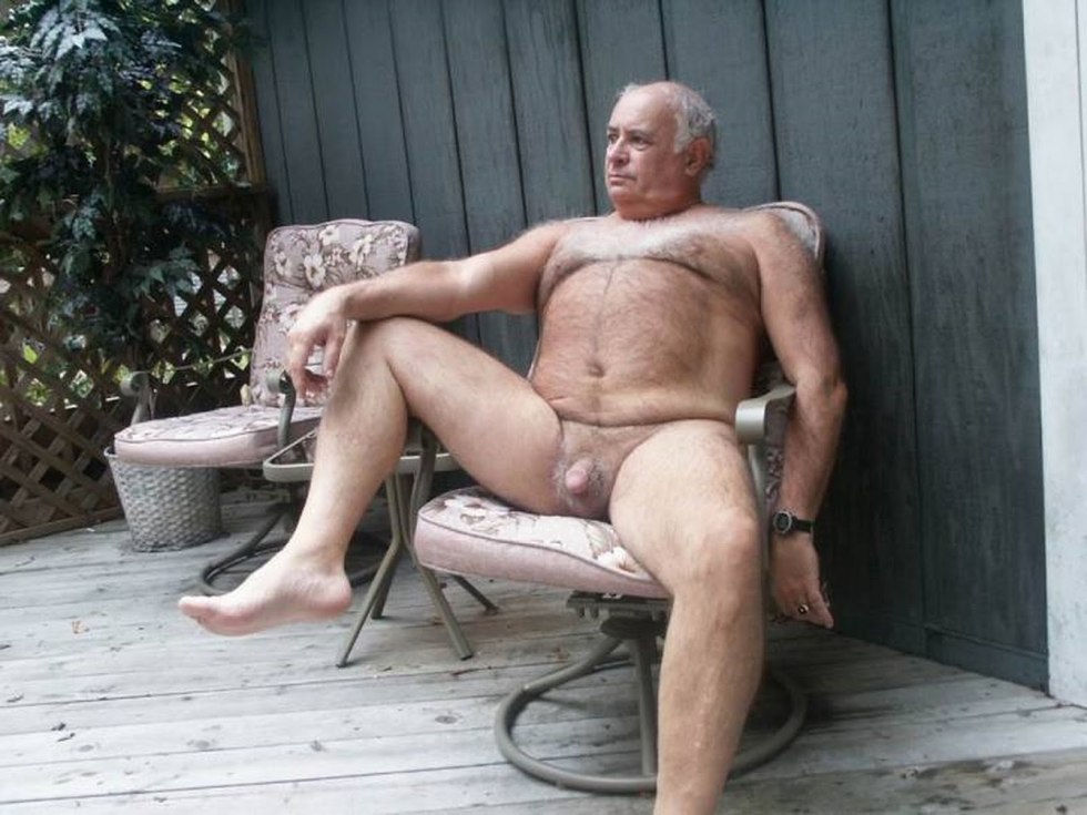 Naked grandfather without panties