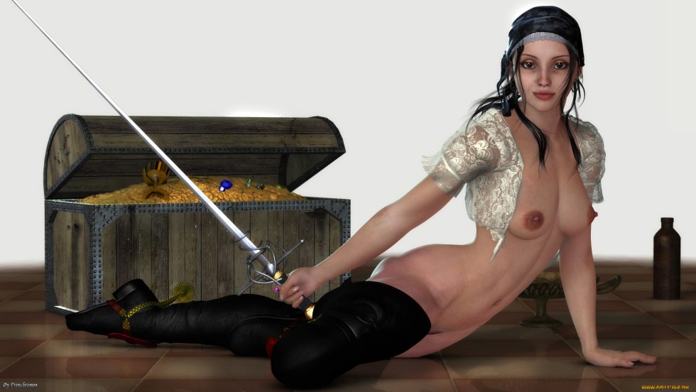 Erotic photo shoot with a sword