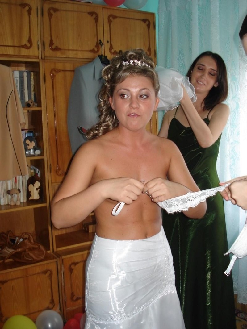 The bride is dressed in private
