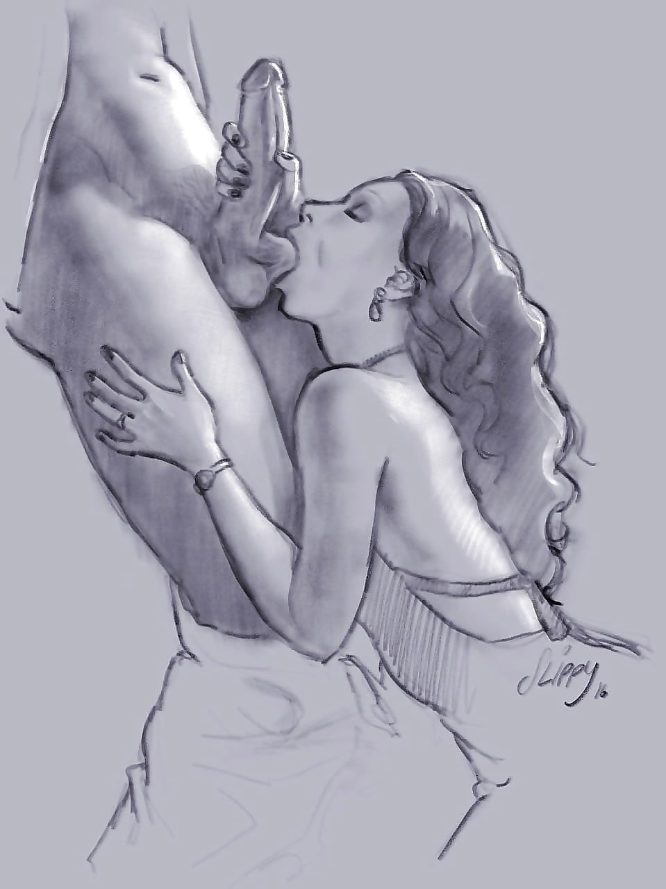 Erotic paintings with a pencil