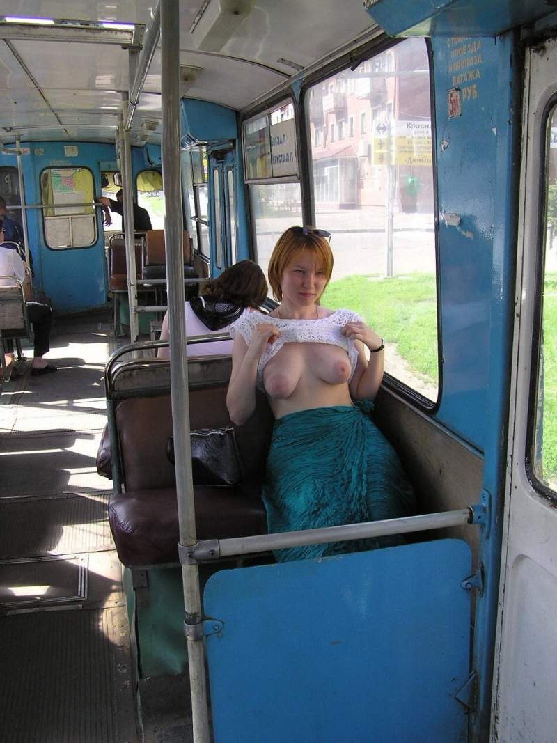 Girl without panties on the bus