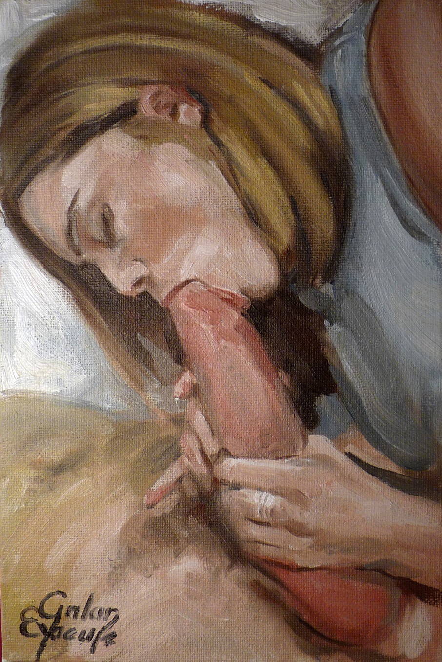 Pornographic painting with oil