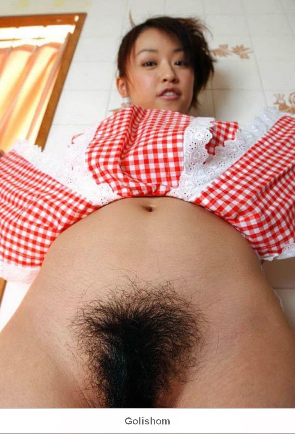 Naked Japanese with hairy pussy