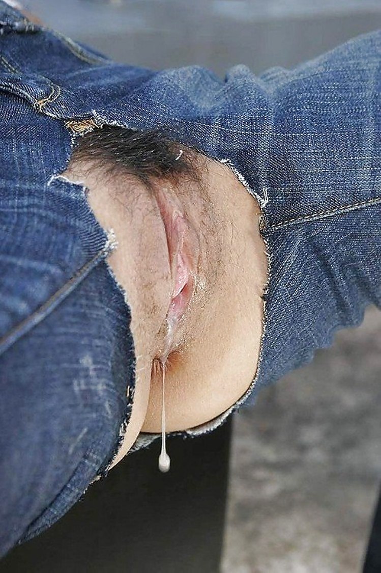 Jeans with a hole on the vagina