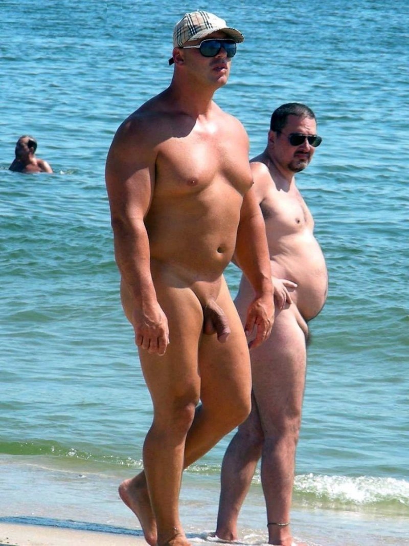 Guys on a nudist beach