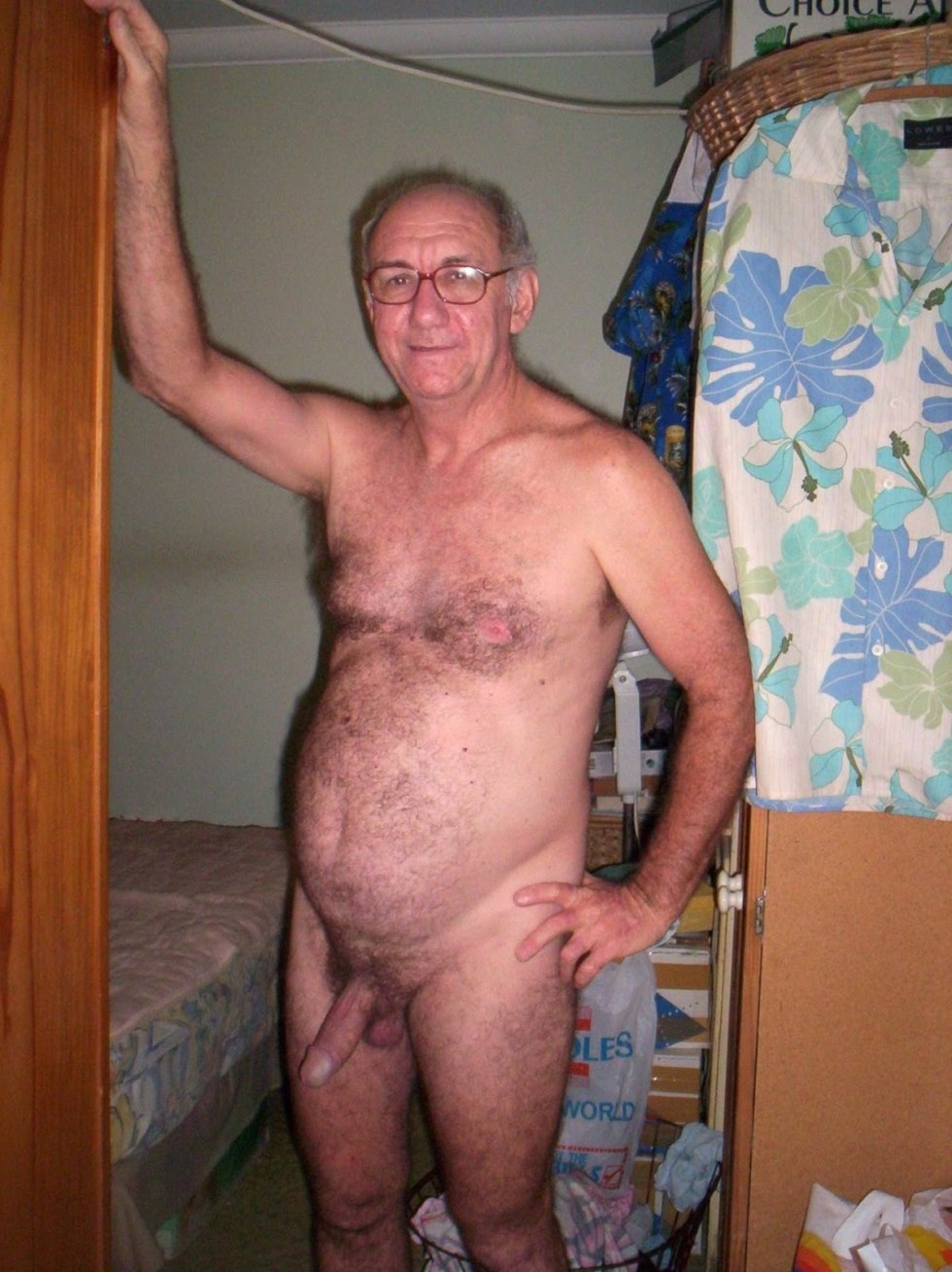 Naked old man with big