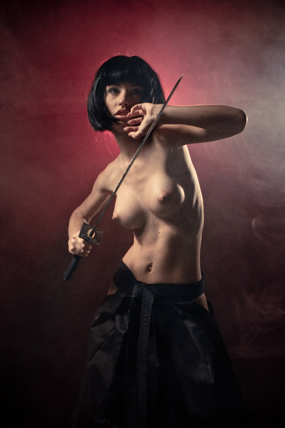 Naked female harakiri