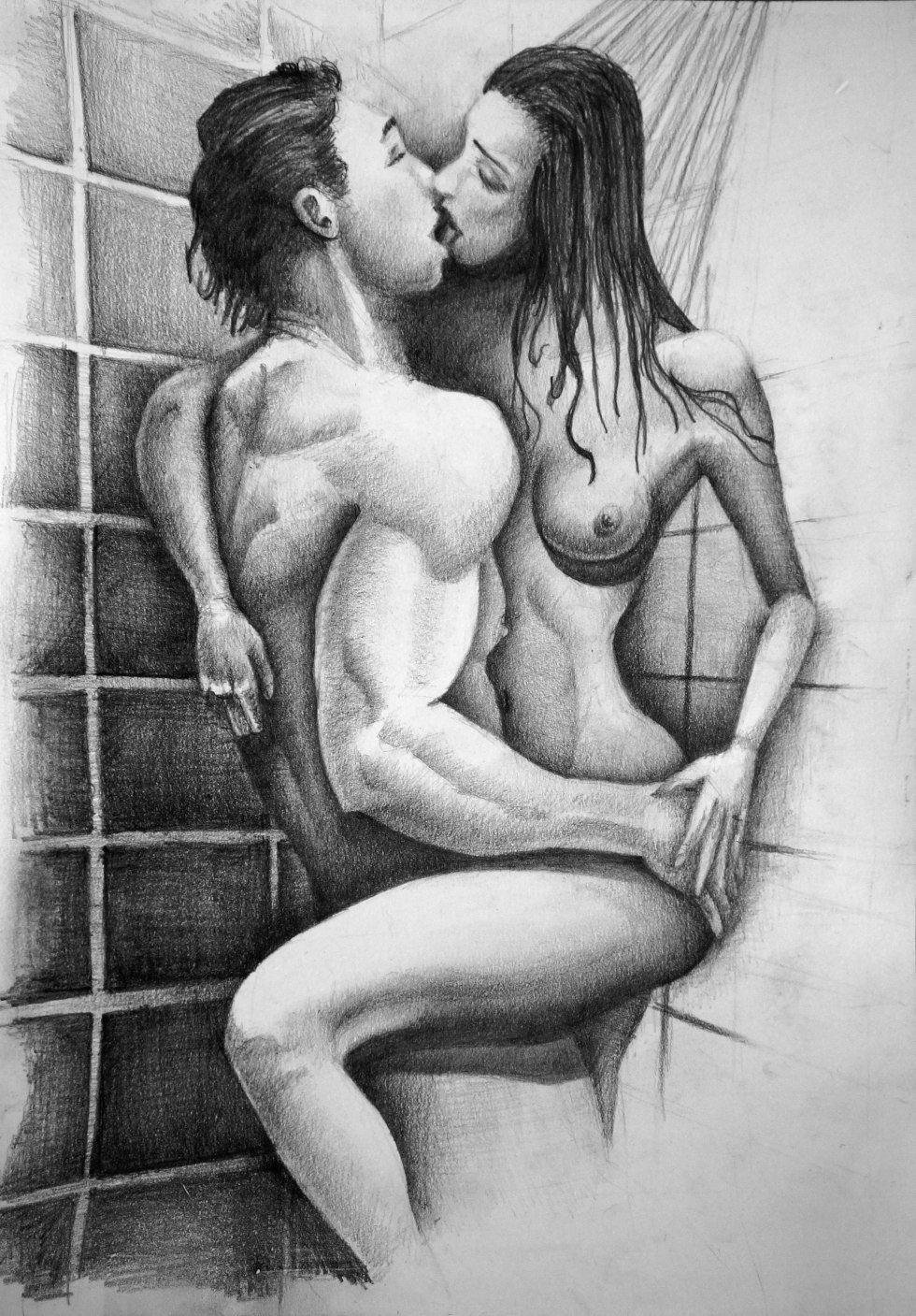 Erotic drawings with a pencil
