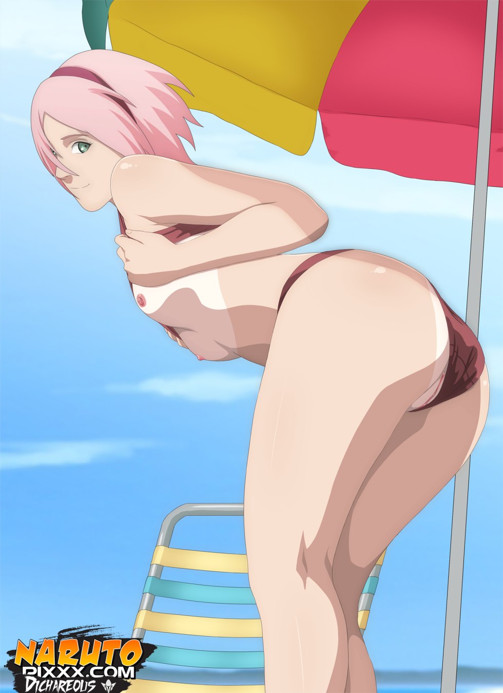 Sakura Haruno in a hentai swimsuit