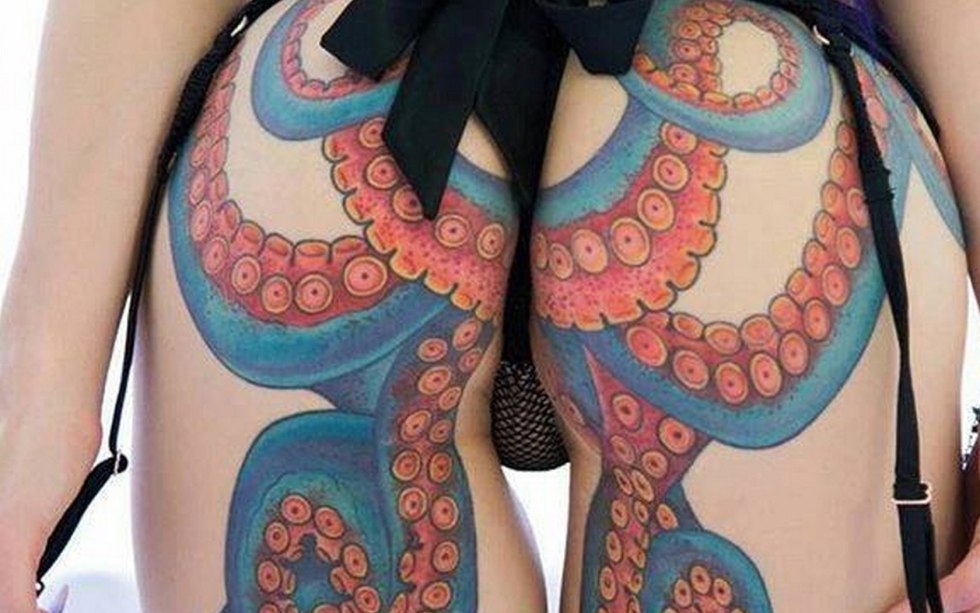 Octopus tattoo on a glass