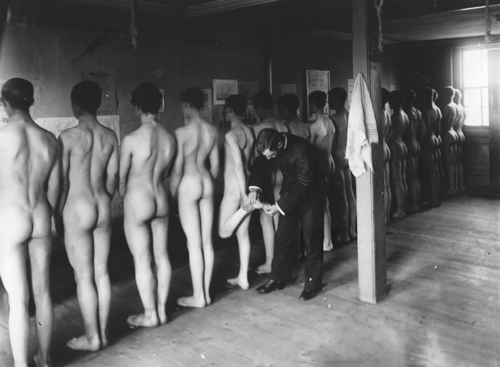 Military enlistment office naked women