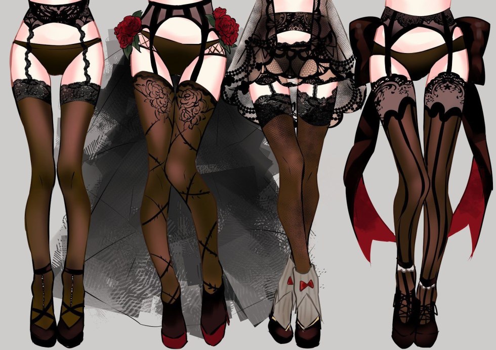 Lace stockings with garters