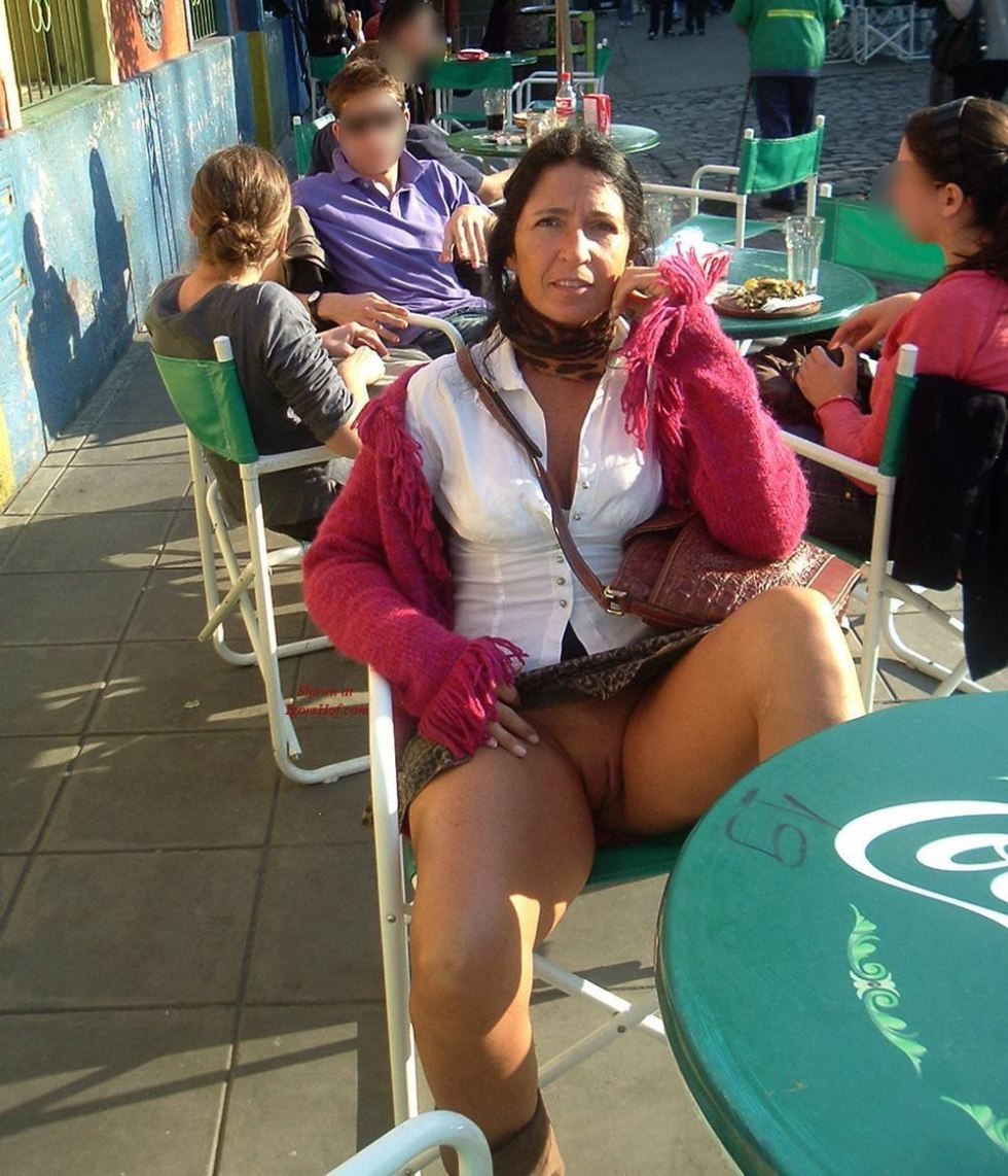 Without panties in a public place