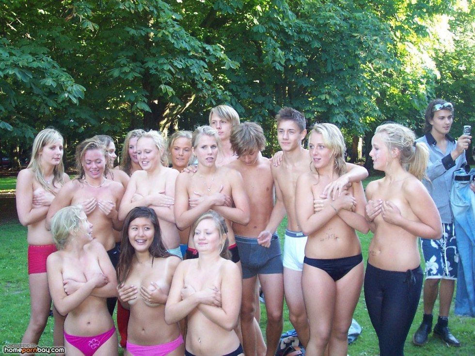 Naked women in a summer camp