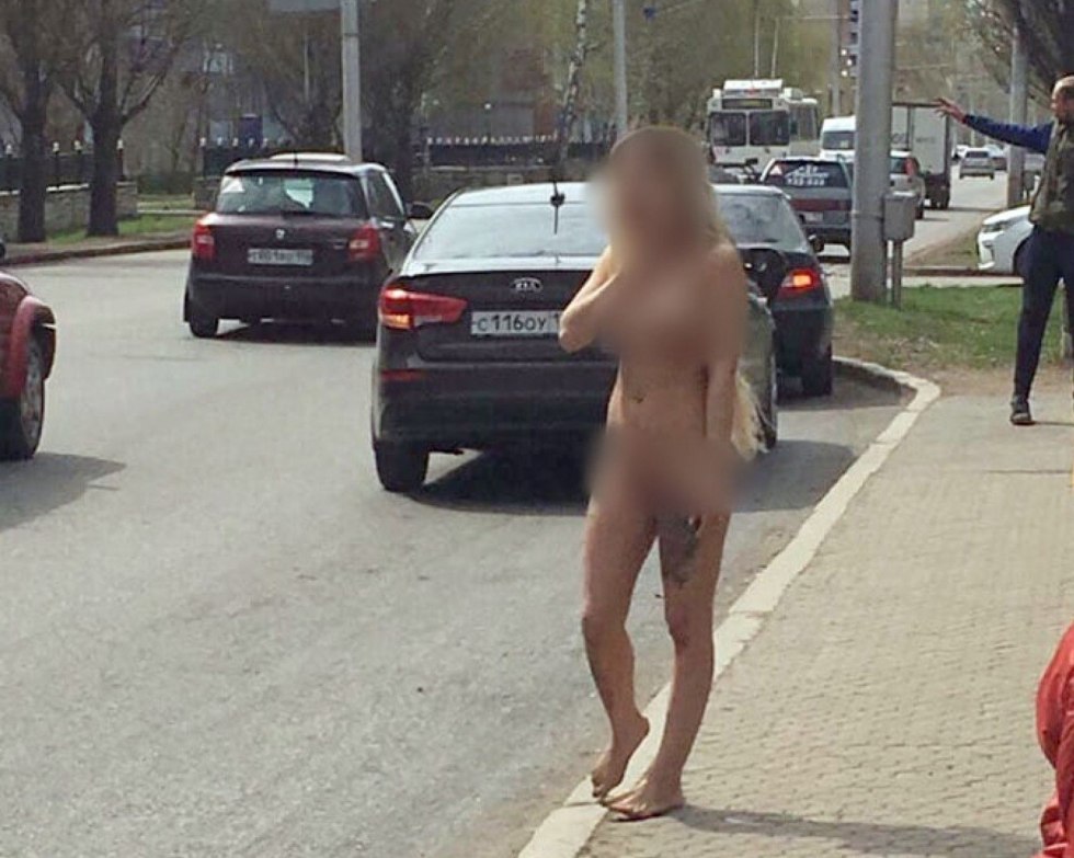 Inadequate women naked on the street