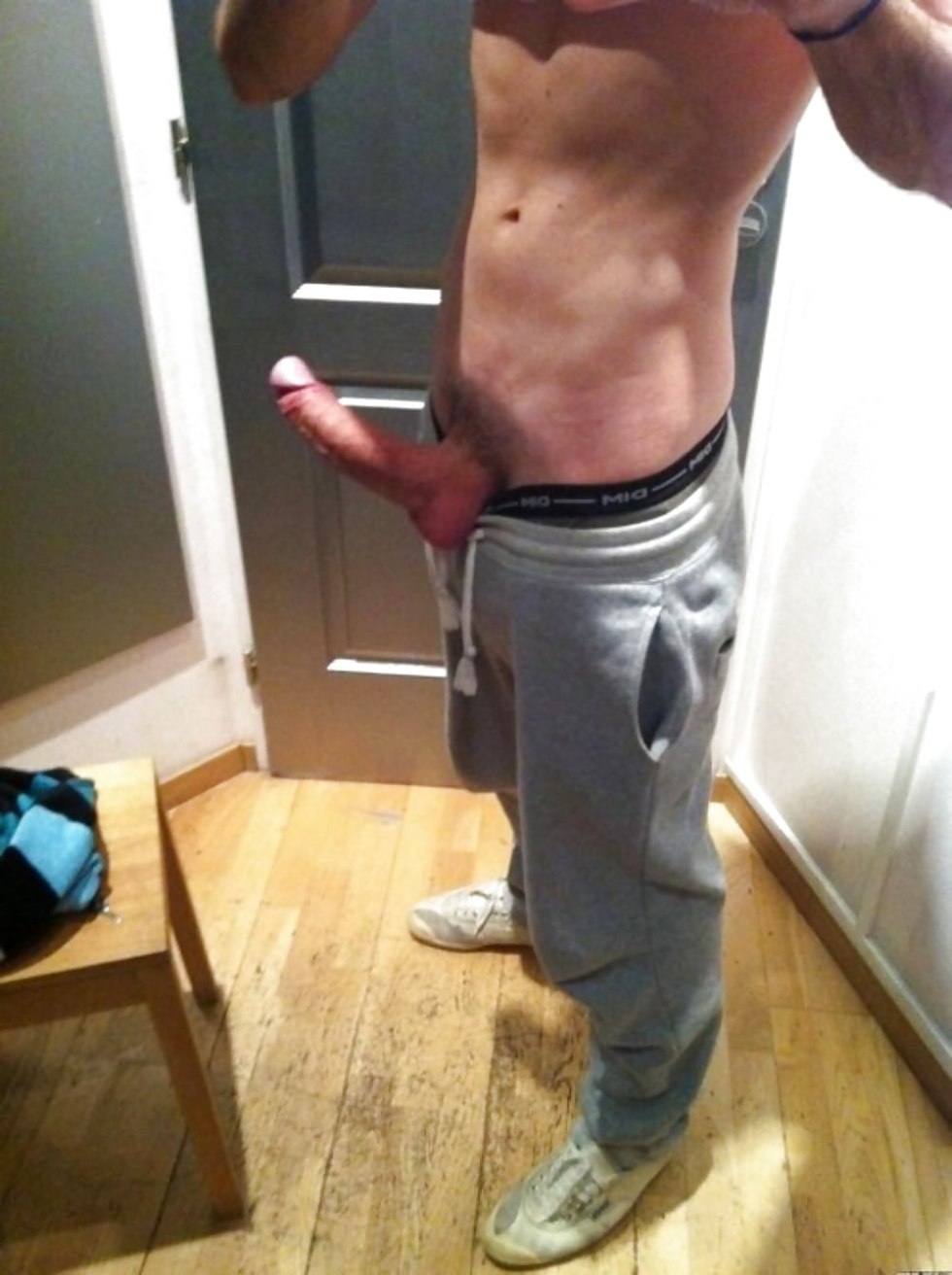 A huge member in shorts