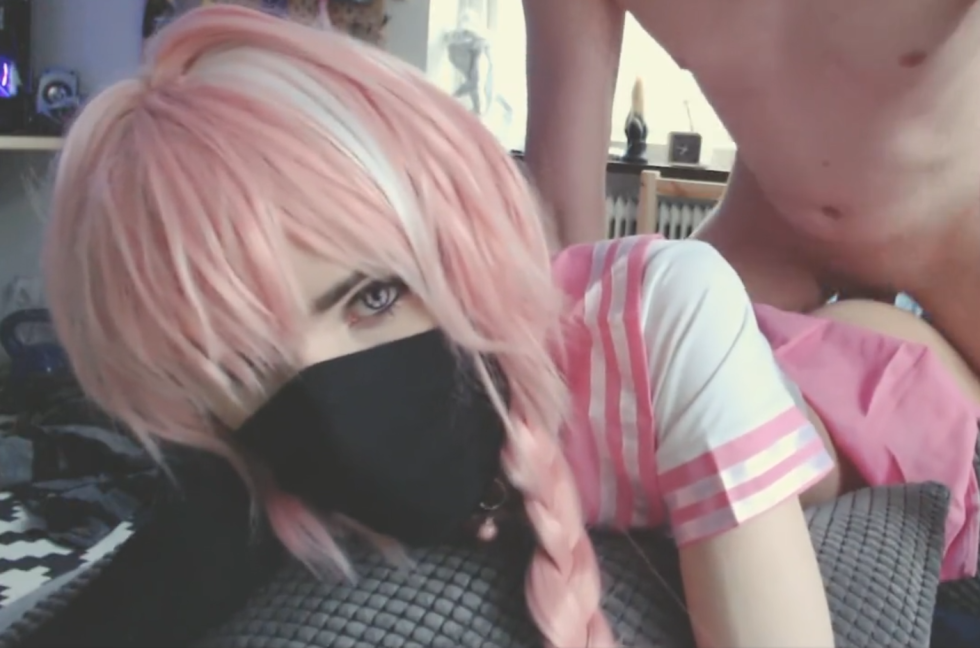 Pink hair Blowjob cosplay