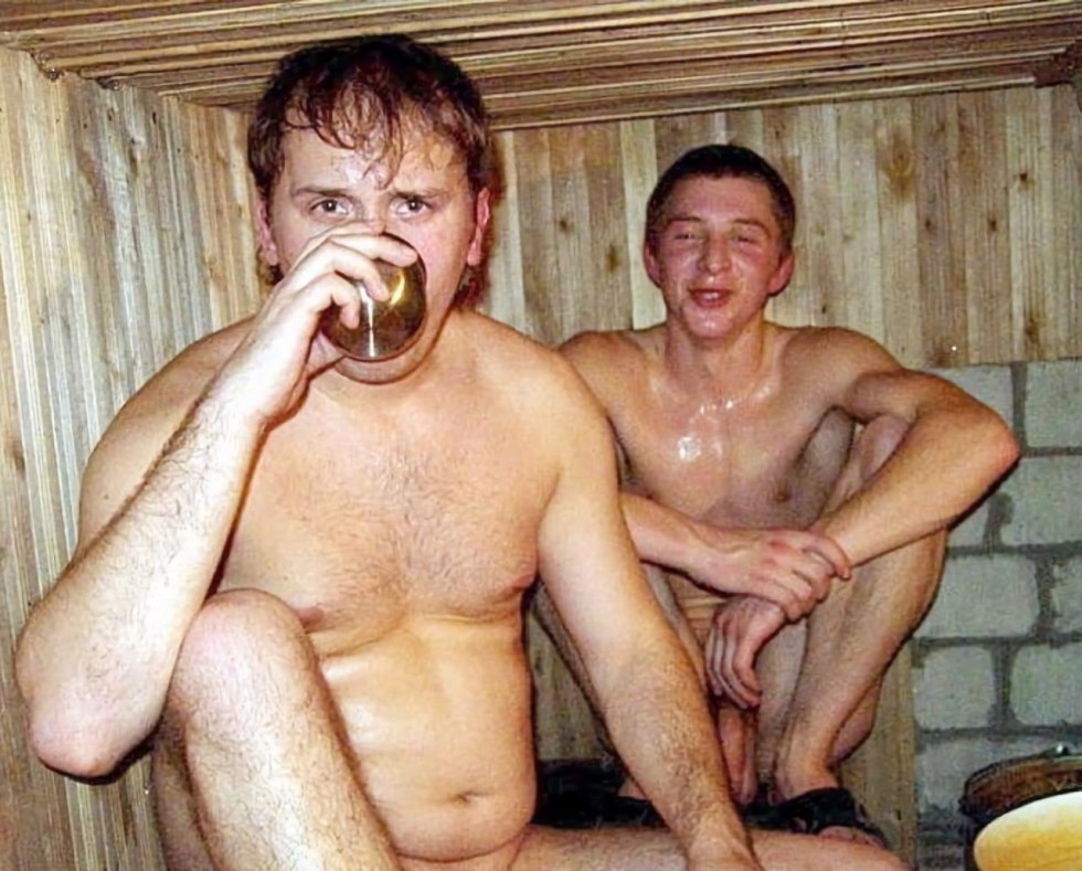 Naked Russian guys in the bathhouse