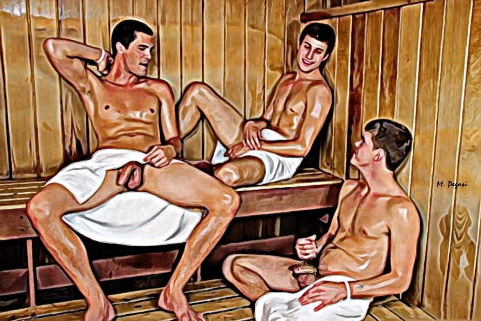 Naked Russian guys in the bathhouse